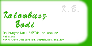 kolombusz bodi business card